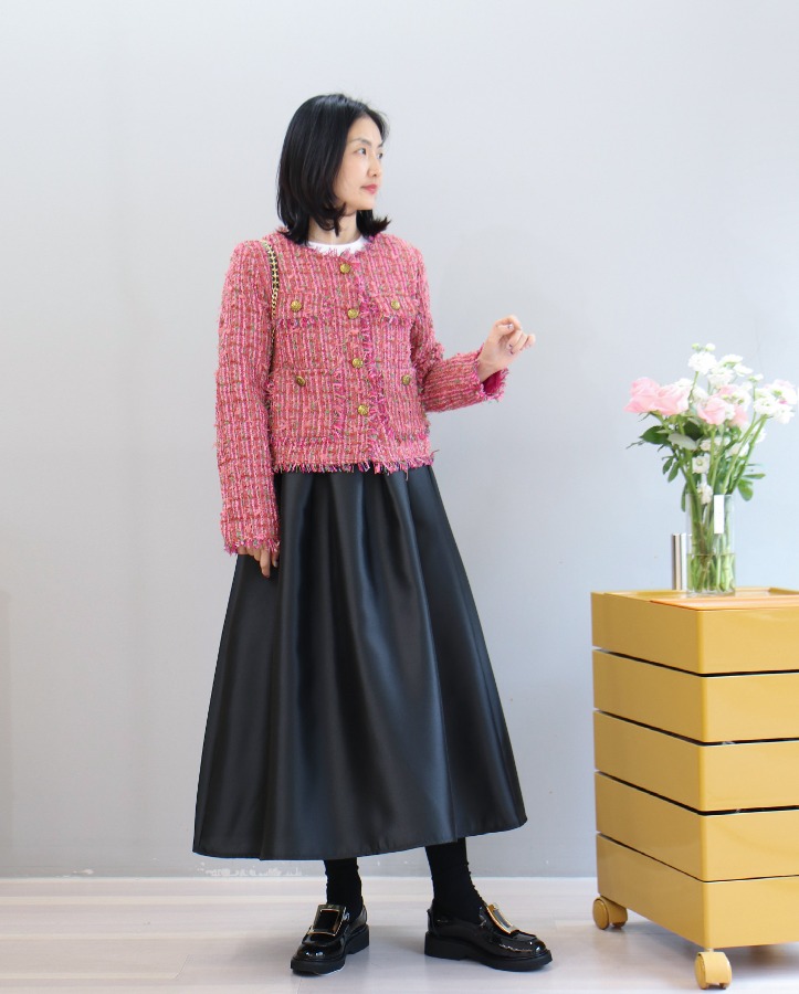 [premium] solid flared skirt (2color)