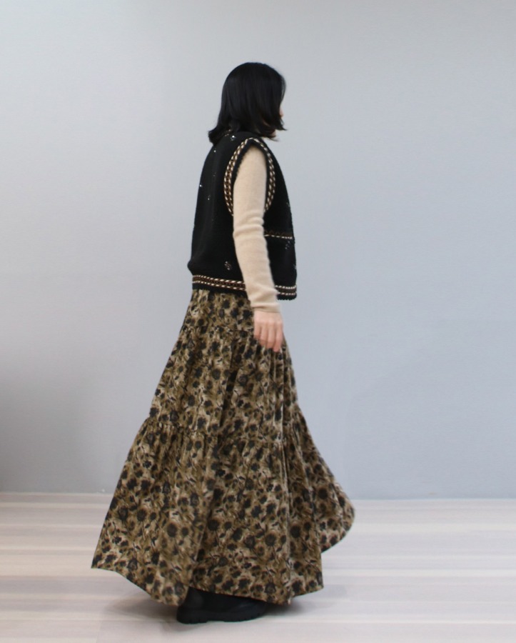 [premium] flower long skirt