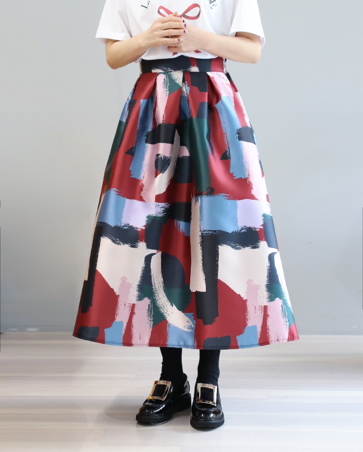 [premium] palette midi flared skirt