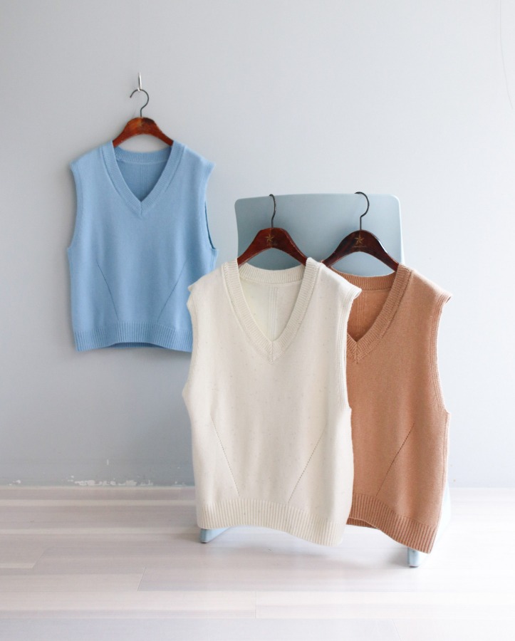 [premium] TM sequin knit vest (3color)