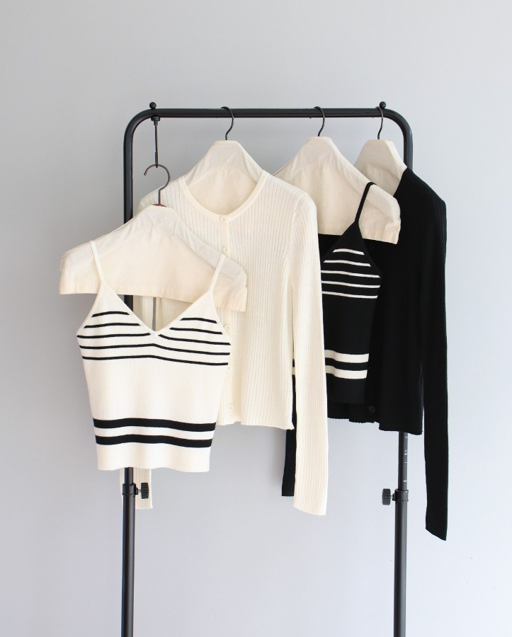 [premium] striped cardigan set-up(2color)