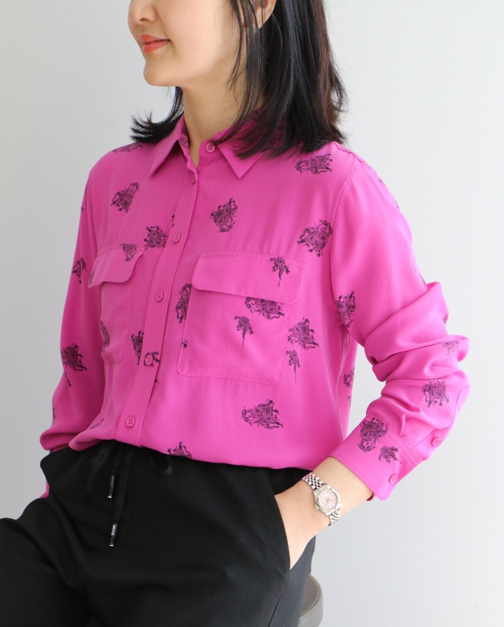 [premium] EQ silk printed blouse(2color)